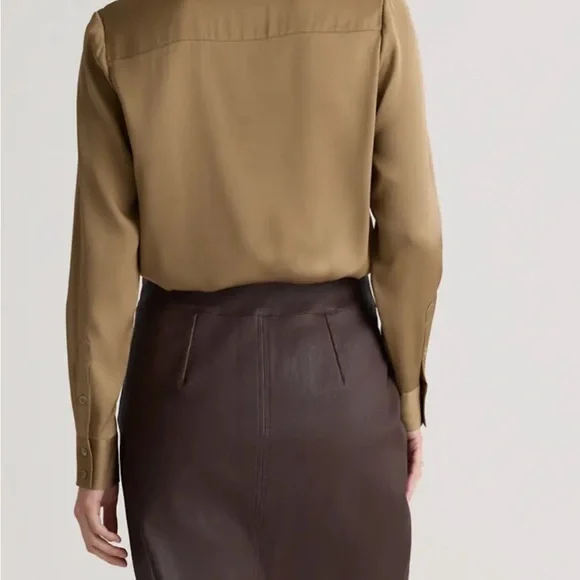 Quince Tan Fitted Button Down Shirt Notched Collar - Picture 6 of 9